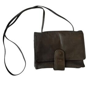 Vtg Chaos Y2K olive leather crossbody wallet bag boho slouchy soft leather